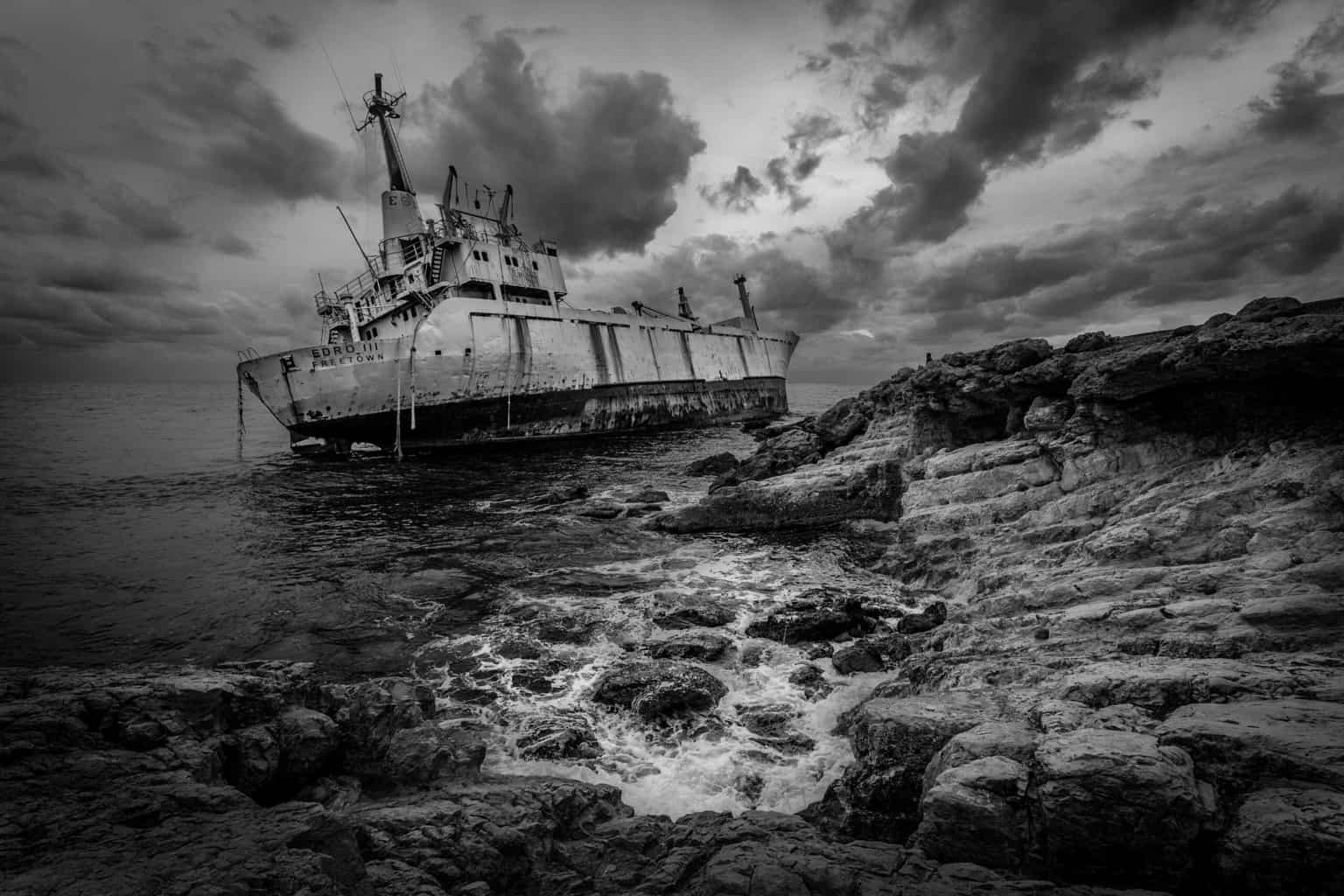  Shipwreck, Cyprus - black and white conversion using Nik Sikver Efex Pro 