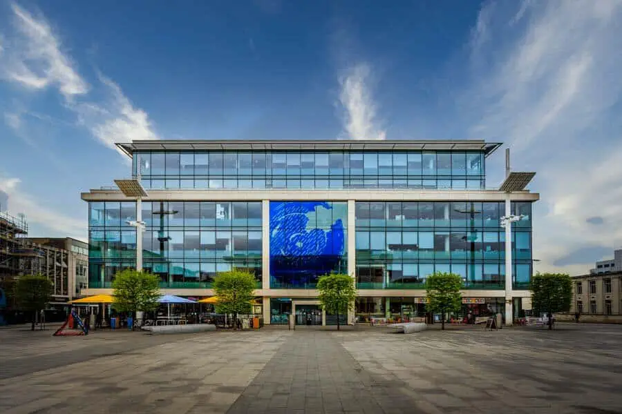  Guildhall Square Southampton after the sky has been replaced using Luminar 4 