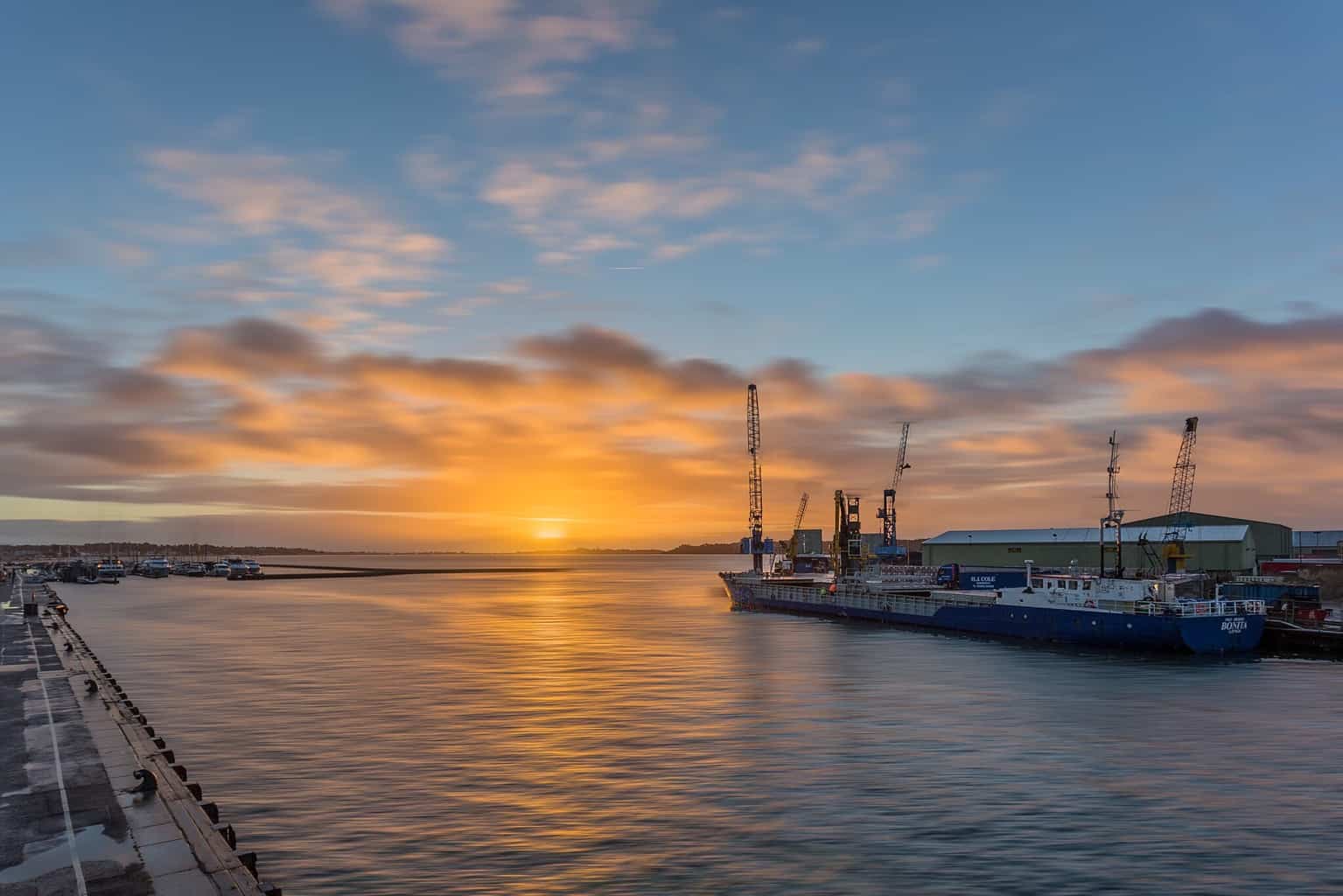  Sunrise shot taken from Poole Quay looknig towards Sandbanks and the Port of Poole 