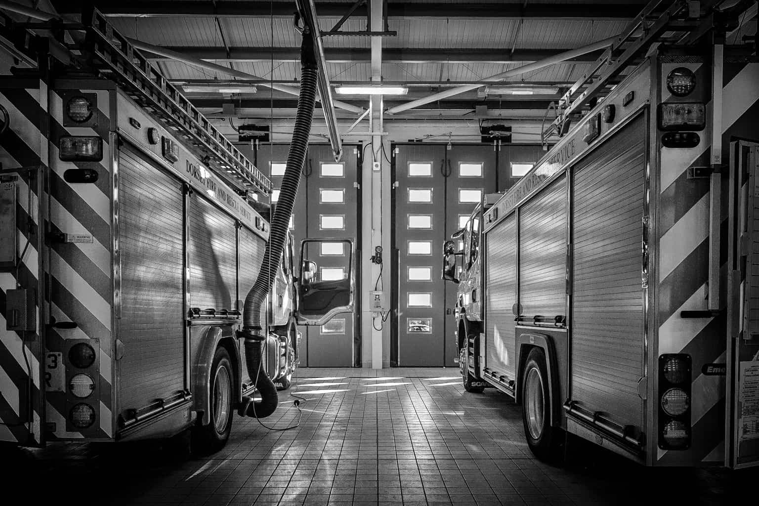  Fire appliances at Dorchester Fire Station.  