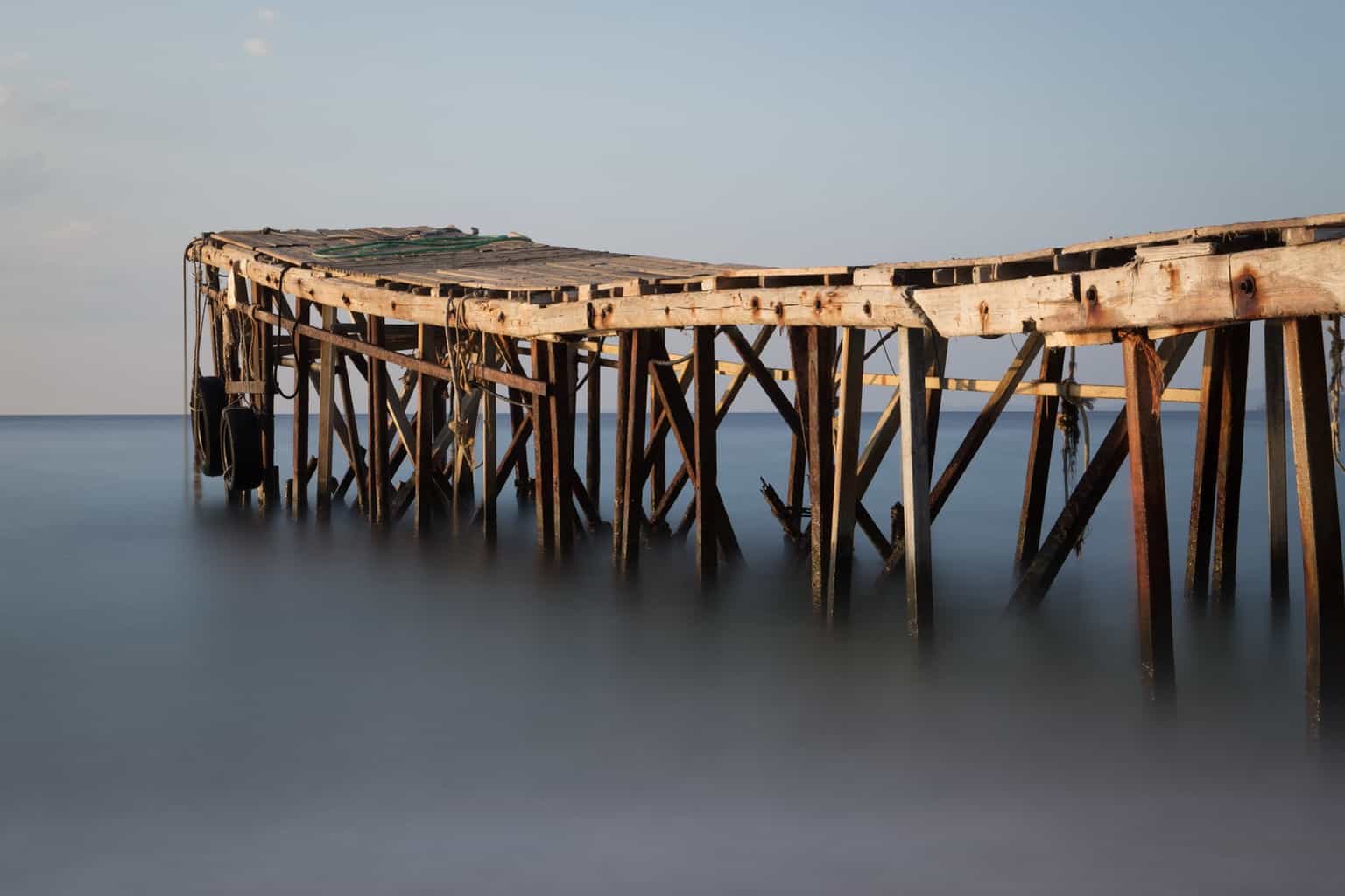  Picture of the wooden jetty, Nissaki Beach, Corfu, Greece 