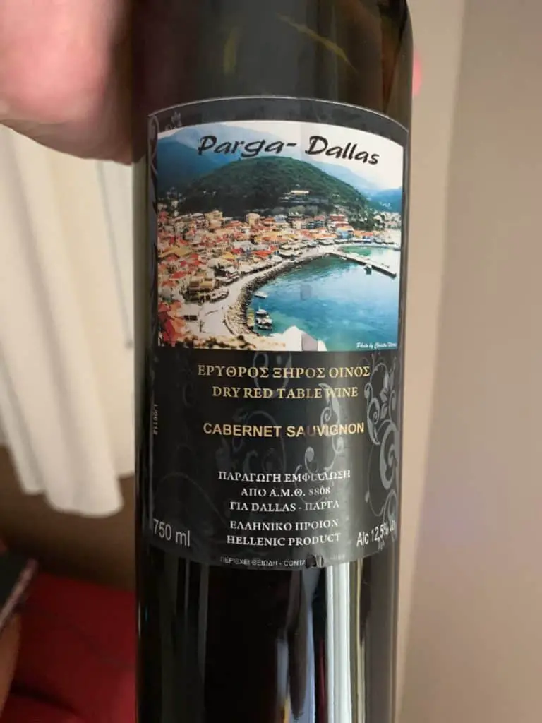 Wine from the supermarket Dallas in Parga