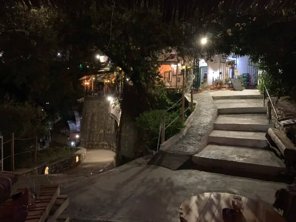 Mikes Bar in Parga - steps either way!