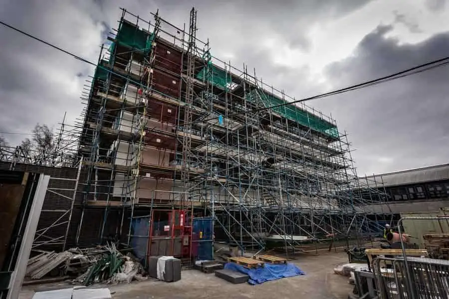  Scaffolding under a cloudy sky 