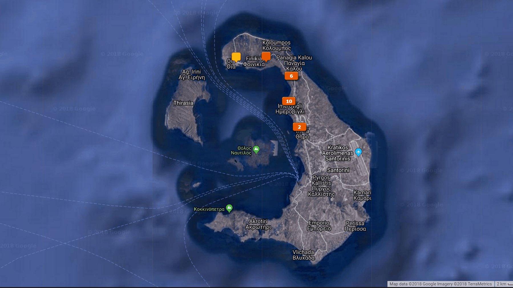  Santorini photo locations from the Lightroom Map Module 