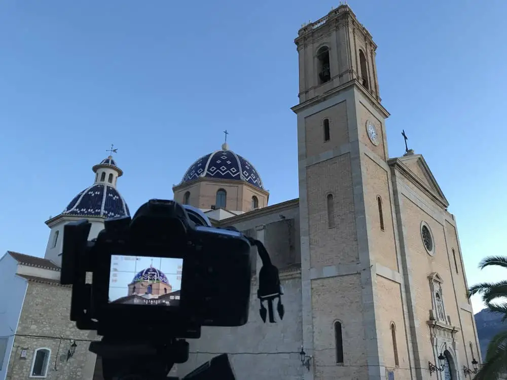 The church on the hill at sunrise, Altea, Spain