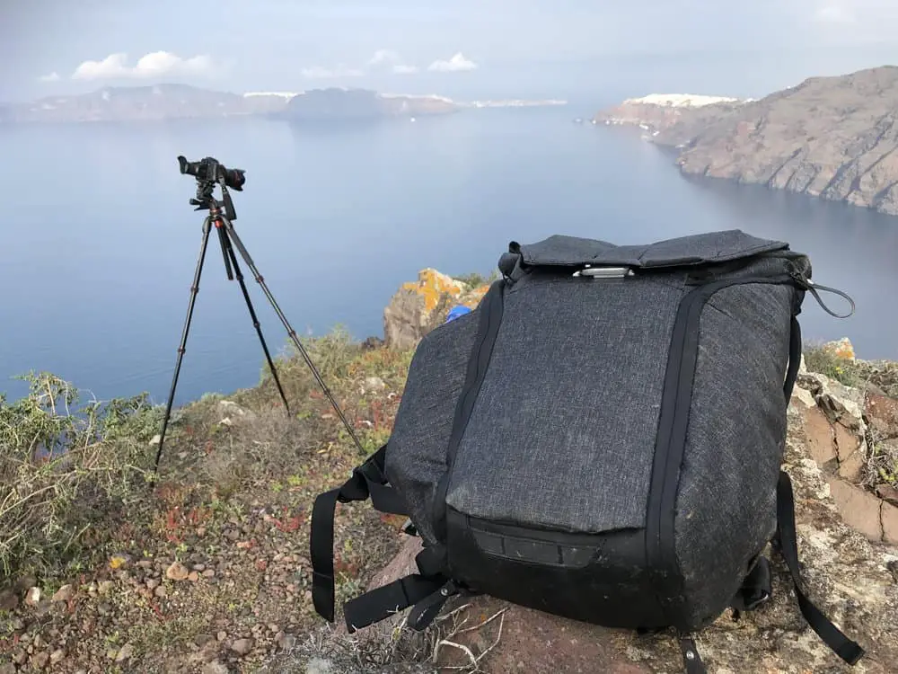 My old Peak Design Everyday Backpack on location in Santorini