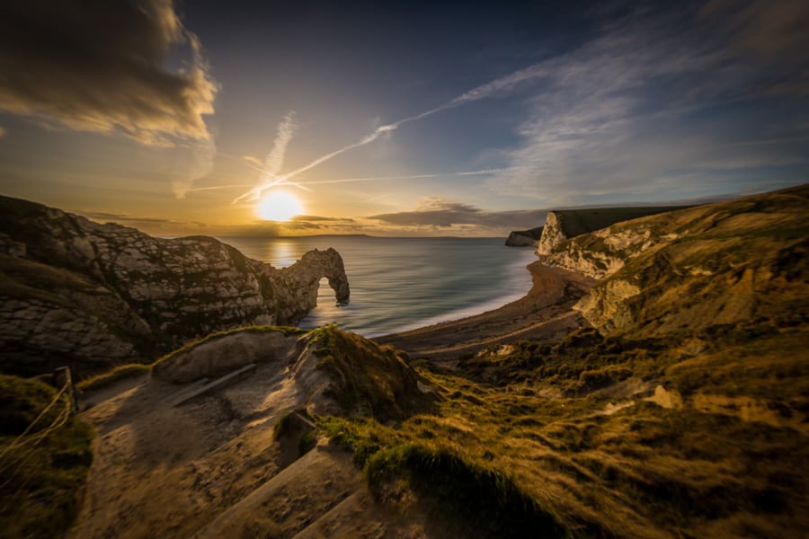 Durdle Door and a spectacular sunset on the Jurassic Coast